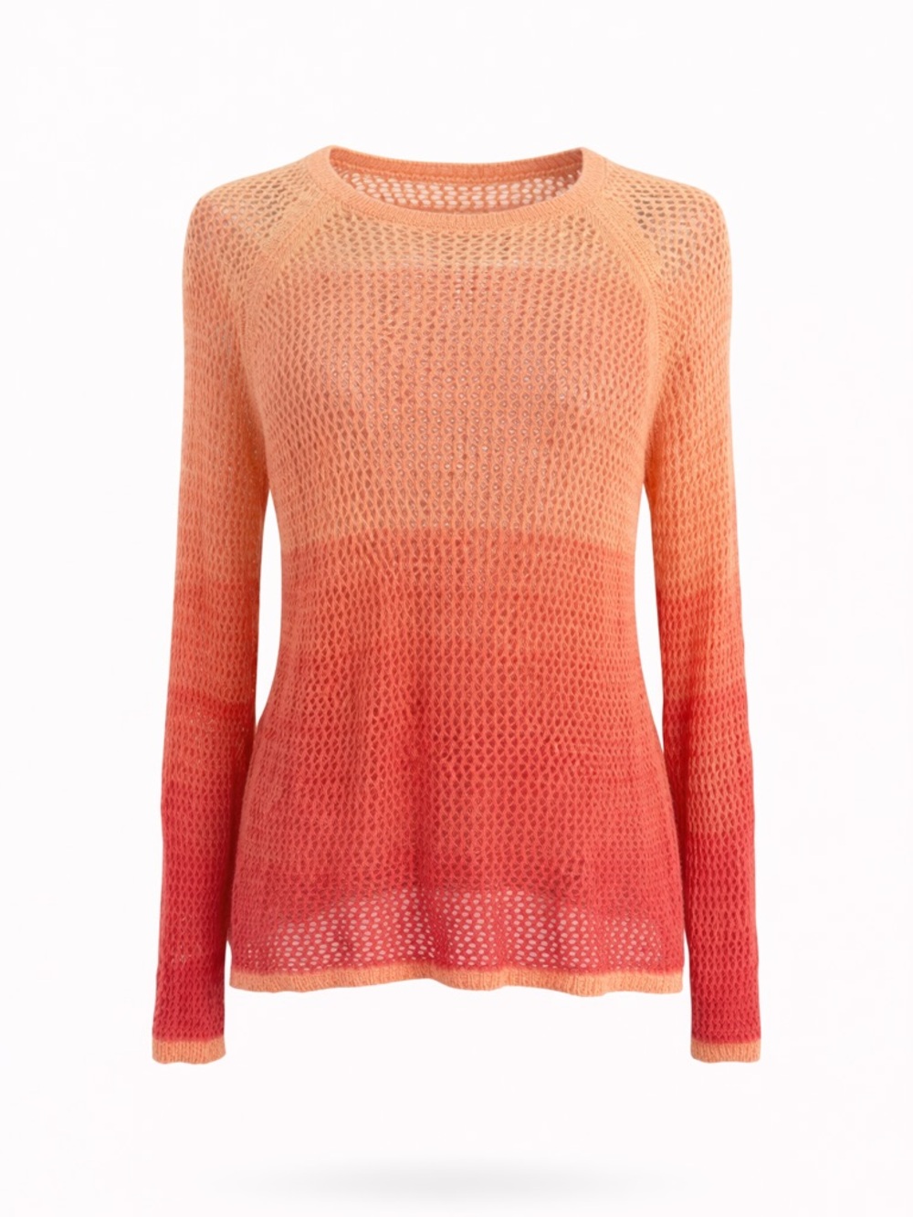 525 America Lightweight Orange to Coral Ombre Knit Summer Sweater Sz XS